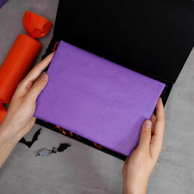 ROSYJUNE 120 Sheets Halloween Tissue Paper for Gift Bags, 20" x 14" Black Orange Purple Wrapping Tissue Paper for Halloween Decoration DIY Craft - Image 5